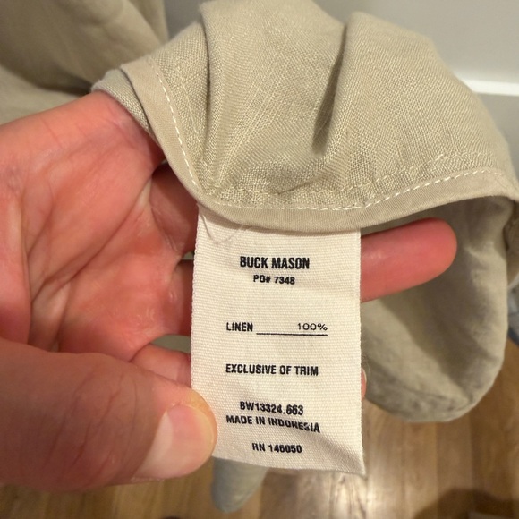 Crosshatch Linen Eastend Dress Flaxseed Buckmason beige - Picture 6 of 7